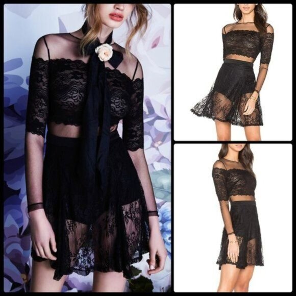 Asilio Dresses & Skirts - Asilio Wicked Games Dress Sheer Black Lace Women's Size 8